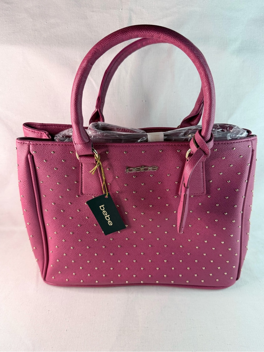 bebe Raspberry Pink Studded Tote